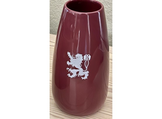Coors USA Pottery Lion Vase Burgundy & White