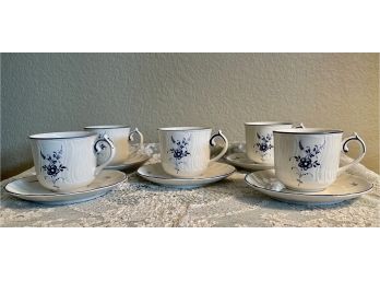 10 Piece Dainty Villeroy & Boch Demitasse Tea Set With Blue Flower Design