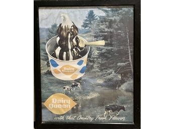 1959  Advertising Dairy Queen National Development Co Litho Framed Sign That Hung In A Store Window