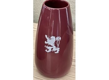 Coors USA Pottery Lion Vase Burgundy & White