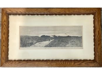 Antique Carlton T Chapman Etching Signed In A Beautiful Ornate Oak Carved Frame