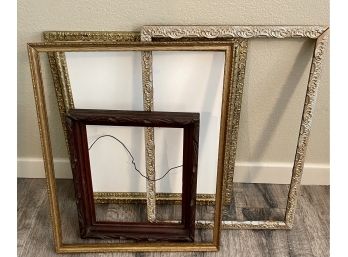 Four Vintage & Antique Frames Including Ormolu, Oak And Carved Wood Without Glass