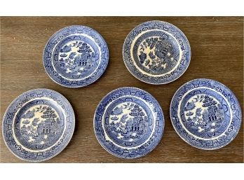 (5) Antique Allerton's England Blue Willow Plates