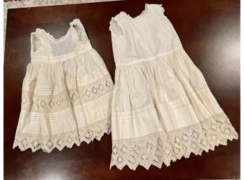 (2) Antique Cotton And Tatted Lace Dresses