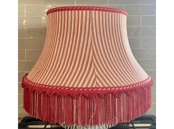 Vintage Silk O Lite Red & Tan Fringe Striped Lampshade