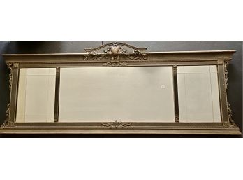 Gorgeous Antique French Empire Style Three Panel Mirror With Beveled Squares  56' Wide