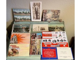Vintage Postcards & Souvenir Books Of St. Louis, Eureka Springs, & Florida, Schimmel 1955 Advertising Calendar