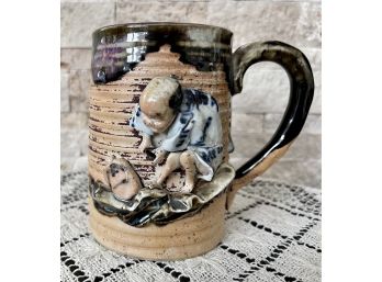 Unique Vibrant Sumida Gawa Signed Pottery Mug
