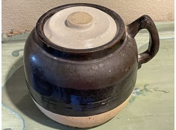 Stoneware Lidded One Handle Baking Pot Brown & Tan