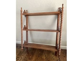 Antique Walnut What Not Shelf With Barley Twist Accents & A Plate Rim