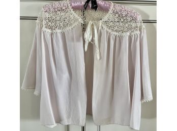 Antique Pink Satin Bed Jacket With Lace