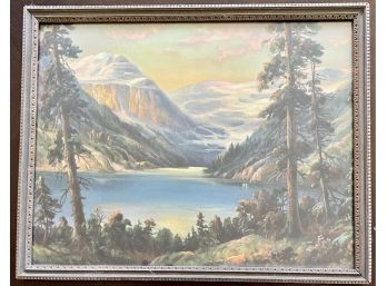 Antique Litho Framed Mountain Landscape Print