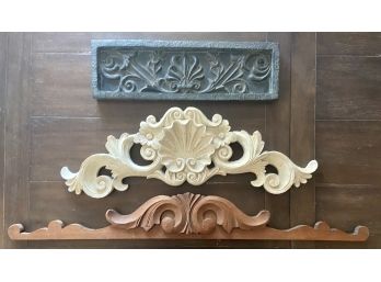 (2) Resin Wall Plaques With Antique Wooden Furniture Topper