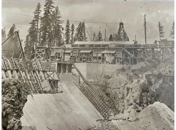 Old Sepia Photograph Of A California Dam Unframed