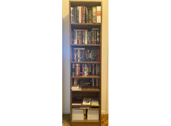 Veneer Bookshelf With Large Assorted Books/VHS Collection