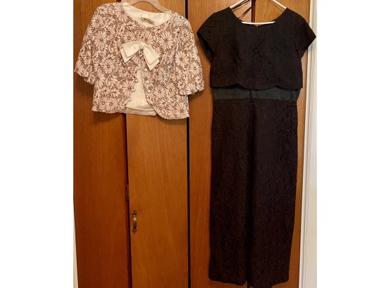 Vintage Carol Craig Lace And Bow Jacket Along With A Black Lace Dress