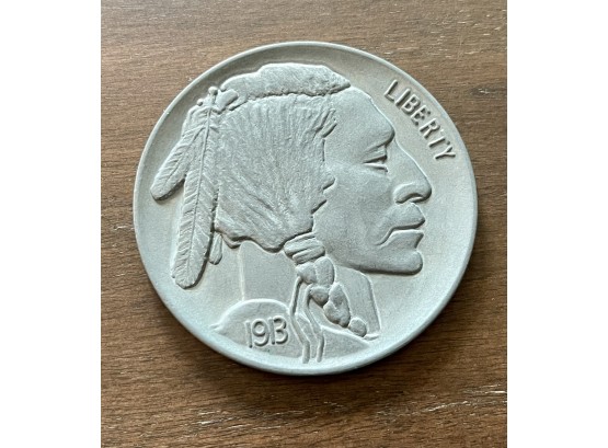 Vintage Giant 3' 1913 Buffalo Indian Head Nickel Novelty Souvenir Jumbo Coin