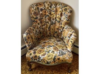 Antique Floral Upholstered Arm Chair