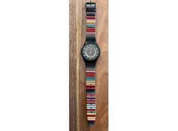 Vintage Fun Swatch Skin Multi Color Band Watch