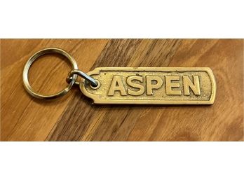 Vintage 'ASPEN' Solid Brass 5' Key Chain