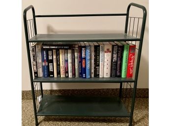 Small Green Metal Book Shelf With Assorted Shelf Of Books