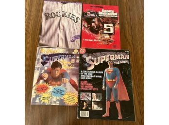 Magazine Lot Including (2) Superman Movie Books (c-62 1978, 1981) Rockies In Edition Volume One