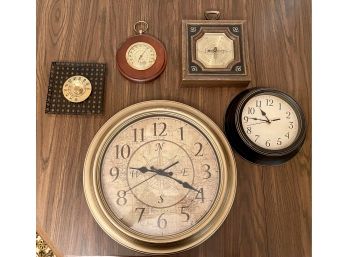 Assorted Thermometers And Clocks From Cooper, Springfield, MaLeck, And More