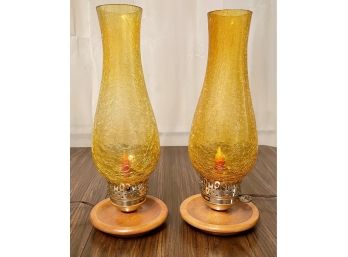 (2) Vintage Crackle Glass Electric Lamps (both Work)