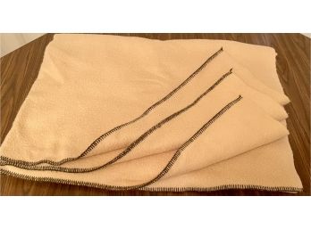 Vintage Brown Wool Blanket With Stitched Edge 92' X 64'
