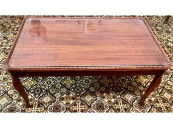 Antique Glass Top Coffee Wood Table (as Is)