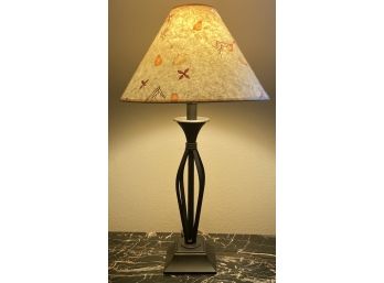 Rustic Wrought Iron Lamp With Handmade Paper Shade