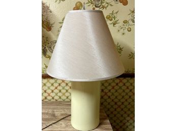 Vintage Yellow Pottery Lamp With Shade (works)
