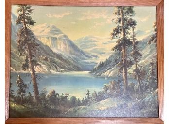 W.M. Thompson 1930's Lake Louise Print In Wooden Frame (as Is)