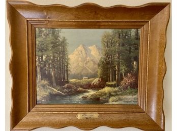 Robert Wood 'majestic Peaks' In Solid Wood Frame