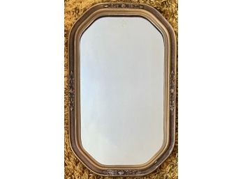 Antique Gold Trim Mirror With Raised Painted Plaster Flowers