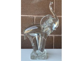 Vintage Clear Art Glass 13.5 Inch Elephant Figurine