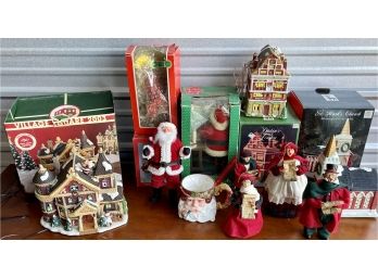 Vintage And Antique Christmas Decor Including Santa, Angels, Dickens Of London Light Up House And More