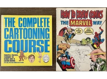 (2) Books The Complete Cartooning Course 2001 & How To Draw Comics The Marvel Way 1978 Stan Lee & John Buscema