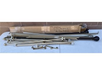 Large Assorted Lot Of Curtain Rods Various Sizes And Finials (as Is)