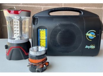 Free Play Wind Up Radio By Baygen, Promier Lantern With Compass, And Small Lamp