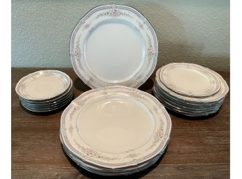 Noritake Ivory China Rothschild 7293 Japan Assorted Plates, Saucers And Side Plates
