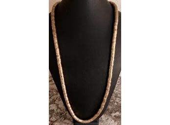 Vintage Brutalist Gold Tone Flexible Tube Bead Necklace