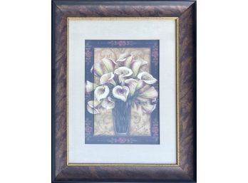 Pamela Gladding Floral Matted Print In Dark Wood Frame