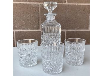 Lead Crystal Whiskey Decanter With (3) Highball Glasses