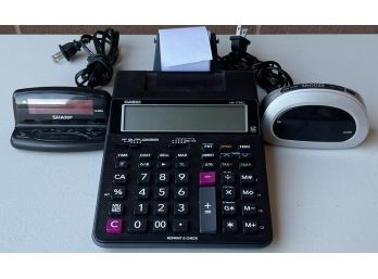 Casio HR-170RC 12- Digit Desktop Printing Calculator With 2 Small Alarm Clocks