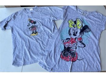 (2) Grey Minnie Mouse Disney Store T-shirt (medium) And Dress