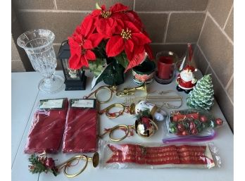 Lot Of Holiday Decor Including Candles, Faux Flowers, Decorations And More.