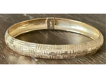 10K Gold Etched Bangle Bracelet RCI With Safety Latch Weighs 5.3 Grams And Is 3' Wide