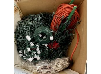 Collection Of Christmas Light And Large Orange Extension Cord (as Is)