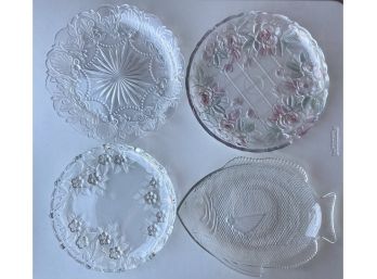 (4) Large Cut Glass And Crystal Serving Platters